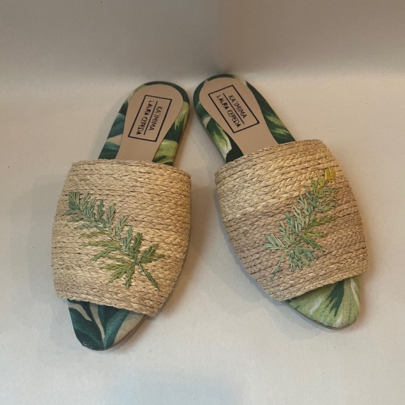 Laura Cepeda Ka'imima Palm Leaves Sraw Tuchin Tradicional Sandals Slip Ons Shoes - Picture 2 of 10